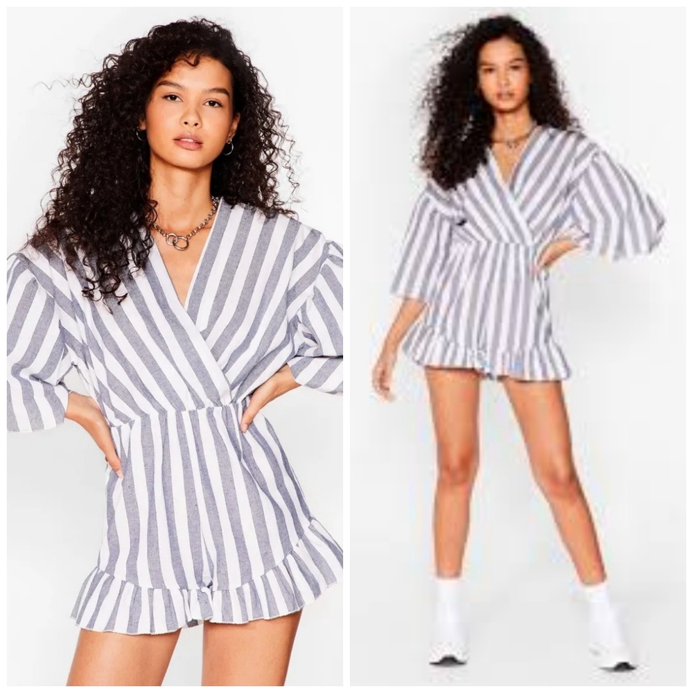 💙 Nasty Gal On Cloud Striped Romper